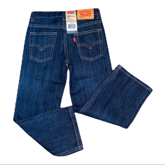 NWT Levi’s 505 Regular Straight Leg Adjustable Waist Boys Blue Jeans 5 - Picture 2 of 3